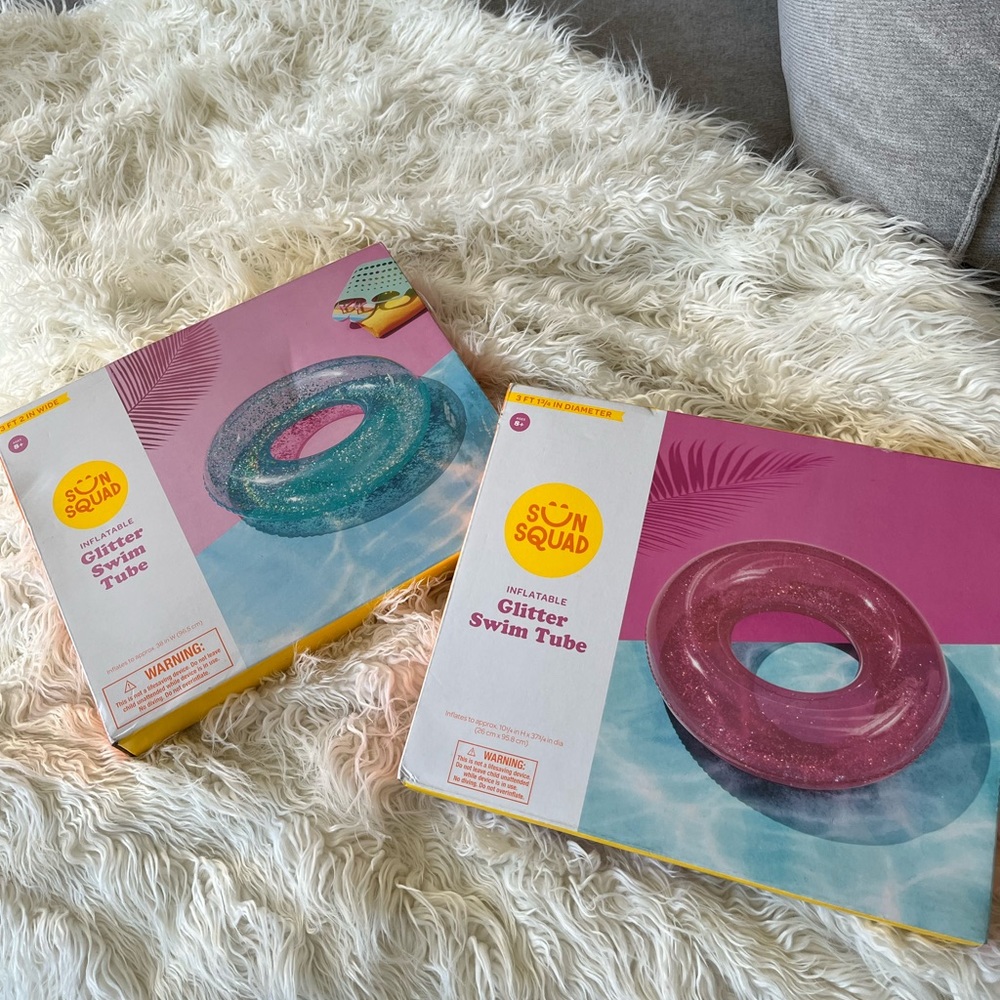 Pool toy glitter floatie tubes